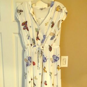 Flowy Butterfly Print Shirtdress